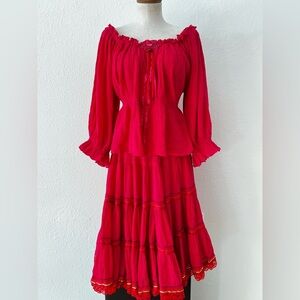 Vintage Anna Konya Festival Western Boho Renaissance Peasant Gauze Set